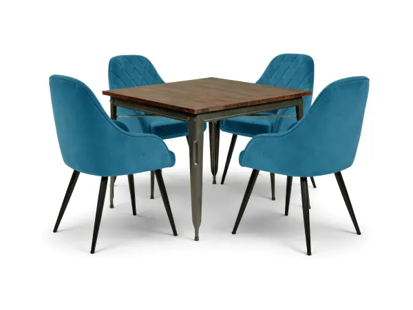 Orchid 4 Seater Dining Table with Chair in Teal Aqua